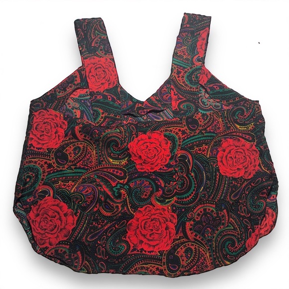 80s Floral Paisley Lingerie Cropped Top - VAL MODE - Vintage Fashion - Picture 3 of 4